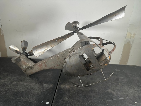 METAL WELDED HELICOPTER DÉCOR