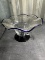 BLOWN GLASS SERVING BOWL - BLUE TRIM & BASE