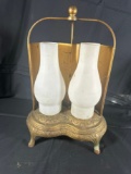 BRASS FOOTED DOUBLE LIGHT - FOOTED
