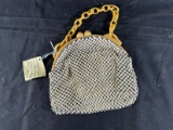WHITING & DAVIS WHITE ENAMEL HANDBAG / PURSE