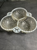 1950'S VINTAGE ANCHOR HOCKING MOONSTONE CLEAR CANDY DISH
