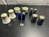 SALT SHAKERS ASSORTED - VINTAGE (GLASS, PORCELAIN, ETC)