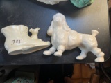 VINTAGE CERAMICS (1) SHOE WITH DOG (1) POODLE