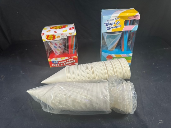 LOT - SNOW CONE CUPS N STRAWS ASSORTED
