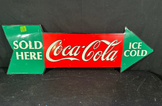 VINTAGE COCA-COLA SIGN "SOLD HERE" "ICE COLD"