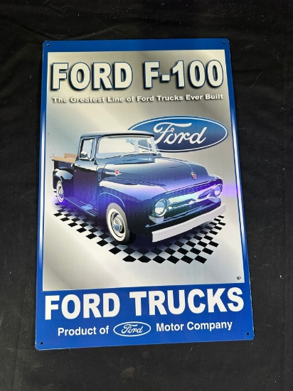 FORD F-100 FORD TRUCKS VINTAGE METAL SIGN