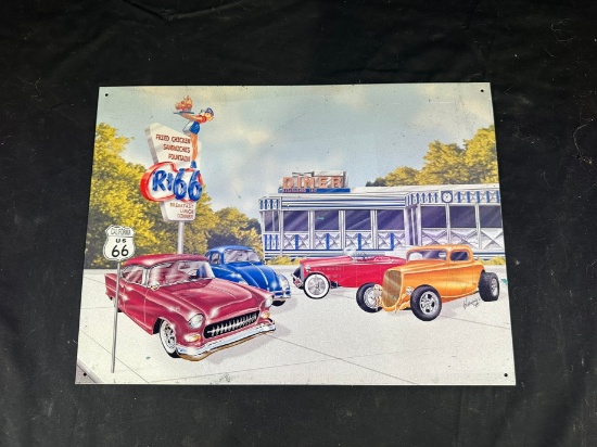 ROUTE US 66 DINER METAL SIGN
