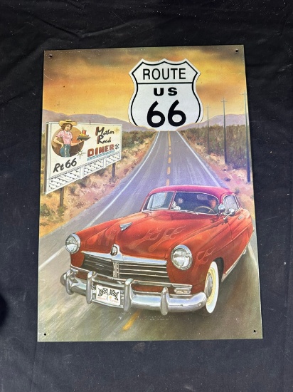 ROUTE US 66 METAL SIGN (MOTHER ROAD DINER)