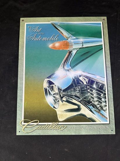 THE ART OF THE AUTOMOBILE - CADILLAC METAL SIGN