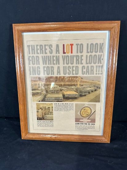 CHEVROLET OK CARS ADVERTISMENT - FRAMED