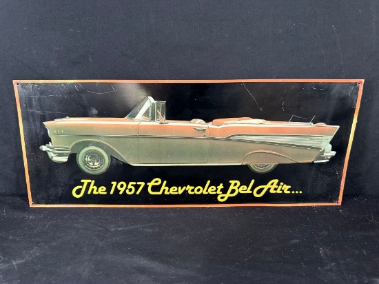 VINTAGE 1957 CHEVROLET BEL AIR METAL SIGN