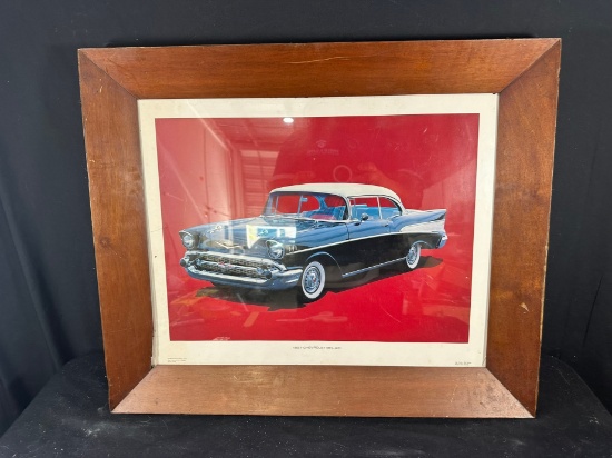 1957 CHEVROLET BEL-AIR PRINT - WOOD FRAME
