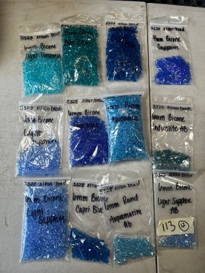 BAGS ASSORTED CRYSTALS - AQUAMARINE, SAPPHIRE, TURQUISE, ETC