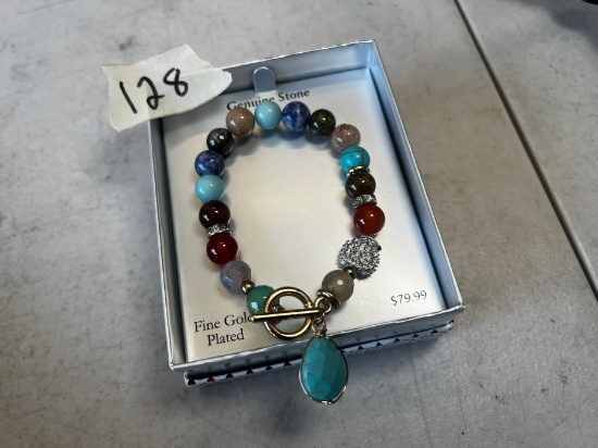 GENUINE STONE FINE GOLD PLATED BRACLET