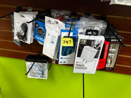 CELLPHONE ACCESSORIES ASSORTED - BUDS, GRIPS, TRAVEL CHARGERS, & MORE