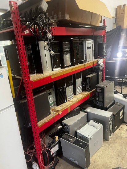 SECTION - RED SHELVING / RACKING UNIT - (2) UPRIGHTS (6) CROSSBEAMS