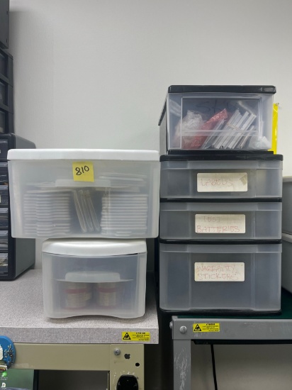 PARTS BINS - WITH ASSORTED SUPPLIES, PARTS, ETC
