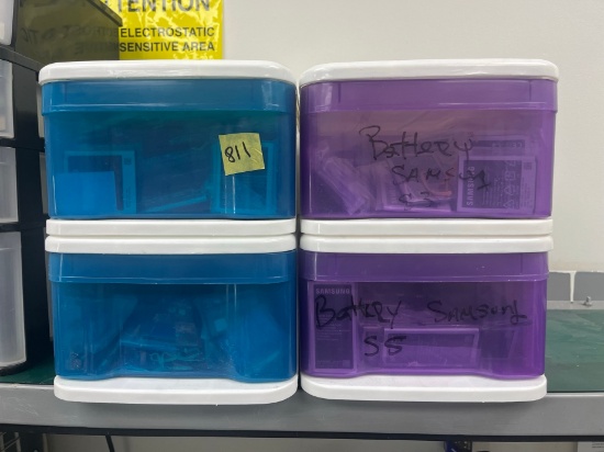 PARTS BINS - WITH ASSORTED BATTERYS, & MORE
