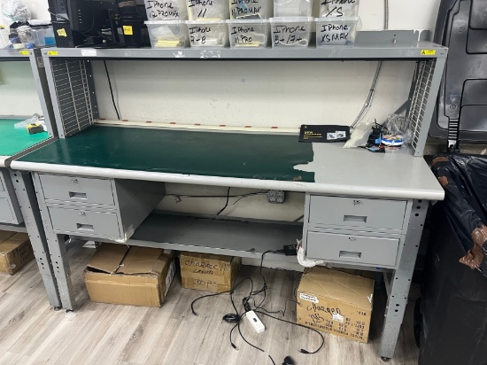 STEEL WORK BENCH - WITH 4 DRAWERS N OVERSHELF - 6' LONG