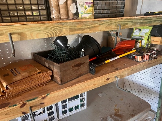 LOT ASSORTED - LAWN TOOLS, SUPPLIES, HD BAGS, ETC
