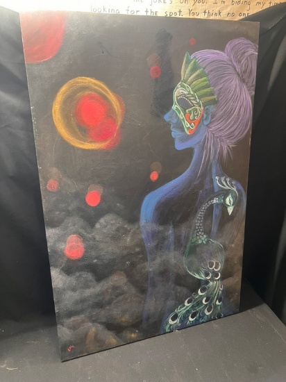 Original Artwork - Oil On Canvas - Woman With Peacock