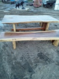 8ft Slab Live Edge Table With Benches