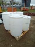 Pallet of Plastic Barrels
