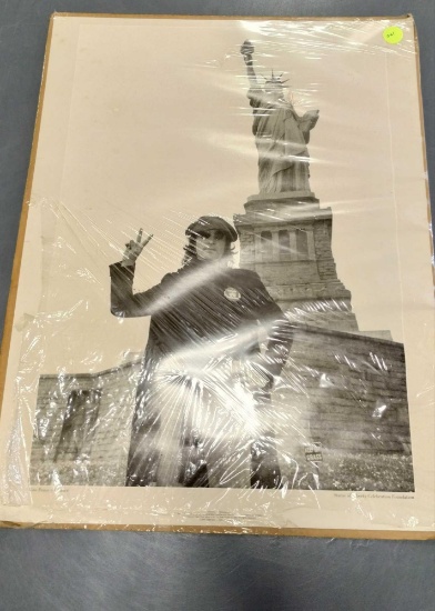 John Lennon Statue of Liberty "Give Peace a Chance" Vintage Poster
