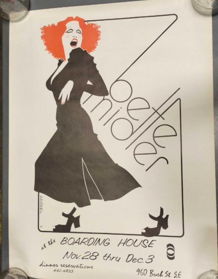 Original 1973 Bette Midler concert promo poster by Richard Amsel
