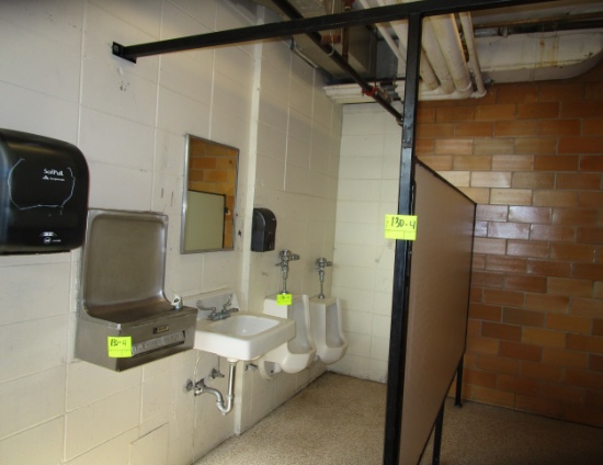 2 Urinals, Sink, Paper Towel & Soap Dispenser, Privacy Divider