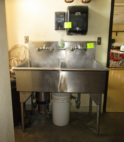 Stainless Steel Dual Wash Sink W/ Disposal, Paper Towel Dispenser, Soap Dispenser