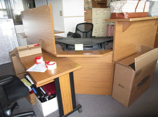 Wood Corner Office Desk w/ Chair & Computer Stand