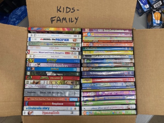 Assorted Family Movie DVD's - Approximately 40 Per Box