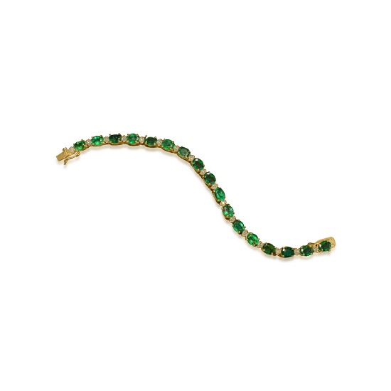 14K YELLOW GOLD 17.00CT EMERALD 0.94CT DIAMOND BRACELET