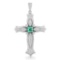 14K WHITE GOLD 3.00CT EMERALD 3.00CT DIAMOND CROSS