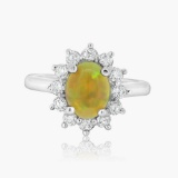 14K YELLOW GOLD 1.14CT OPAL 0.63CT DIAMOND RING