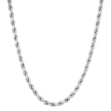 14K SOLID WHITE GOLD ROPE CHAIN NECKLACE