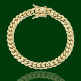 14K SOLID YELLOW GOLD 10MM 8.5INCH CUBAN LINK BRACELET