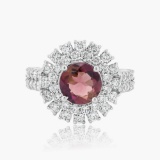 14K WHITE GOLD  1.63CT TOURMALINE 1.40CT DIAMOND RING