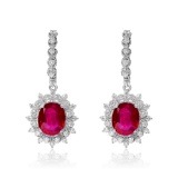 14K WHITE GOLD 8CT RUBY 1.00CT DIAMOND EARRINGS