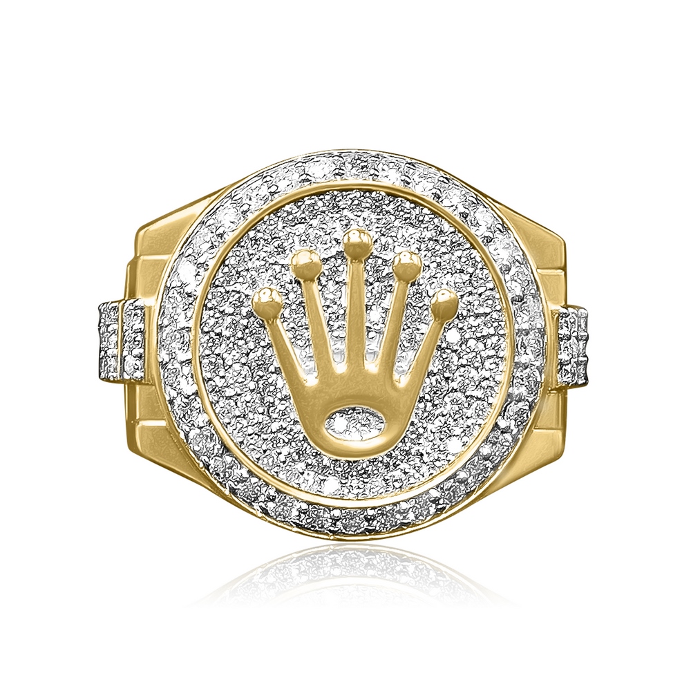 14k Gold Rolex Ring Men, Two Toned Ring, Mens CZ Rings | eBay