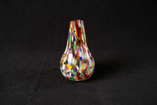 Multicolored Murano Style Blown Glass Vase