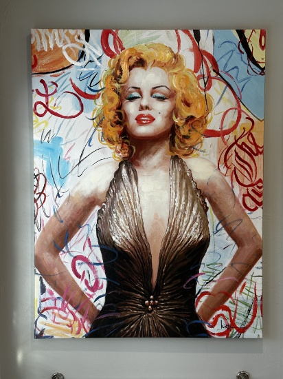 Marilyn Monroe Themed Print on Canvas over Wooden Frame