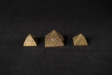 3 Metal Pyramid Figurines