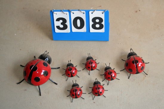 Decorative Metal Lady Bugs and Windchime