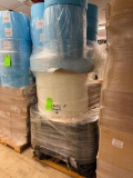 pallet of rolls of towels and packaginf material