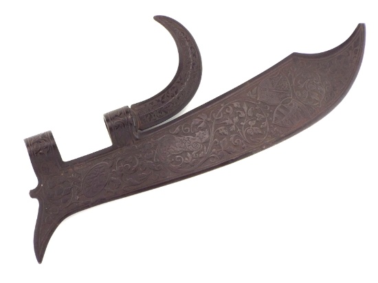 Large Ornate Iron Sword - Polearm Head Of The Italian 16th C. Style, Profusely Engraved With Intrica