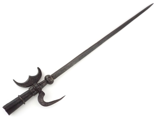 Unusual Early European Halberd Polearm Head, Probably Italian Swiss Or German, With A Long Thrusting