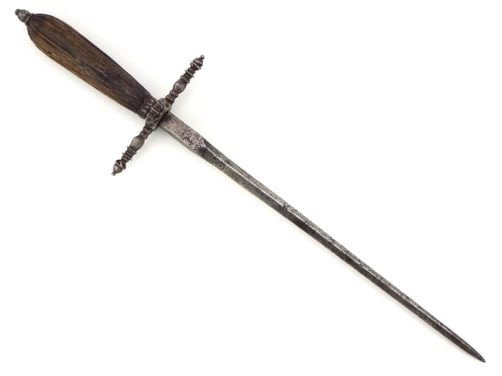 Scarce 16th-17th C Italian Stiletto Dagger With Seldom Encountered Thumb-ring To The Guard, Lovely C