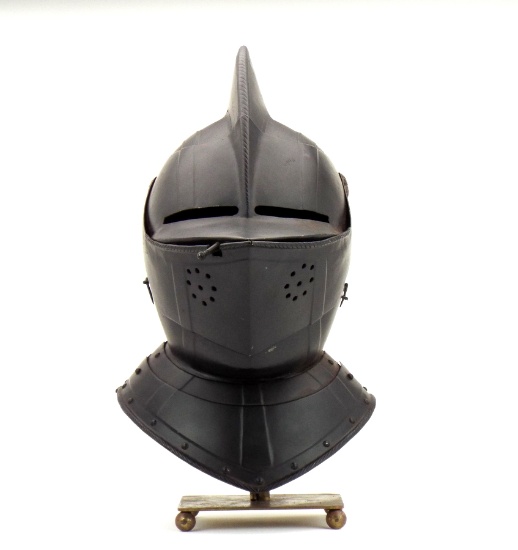 Good Victorian Copy Of 16th-17th C. German Or English Closed Burgonet Helmet For A Knight Armor.